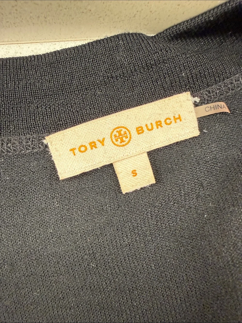 Tory Burch Black Cardigan with Gold Logo Buttons Size Small